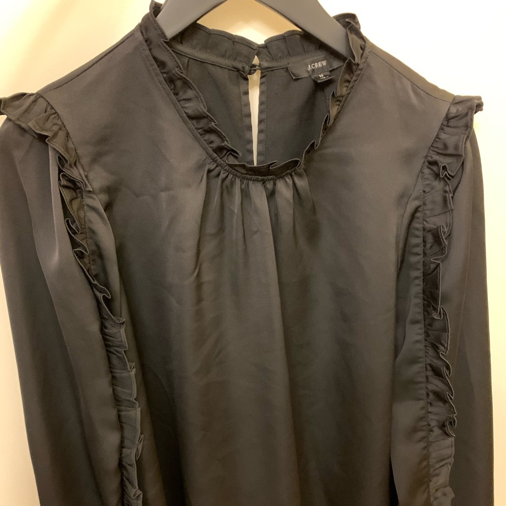 J. Crew Ruffle-Sleeve Top in Satin Crepe